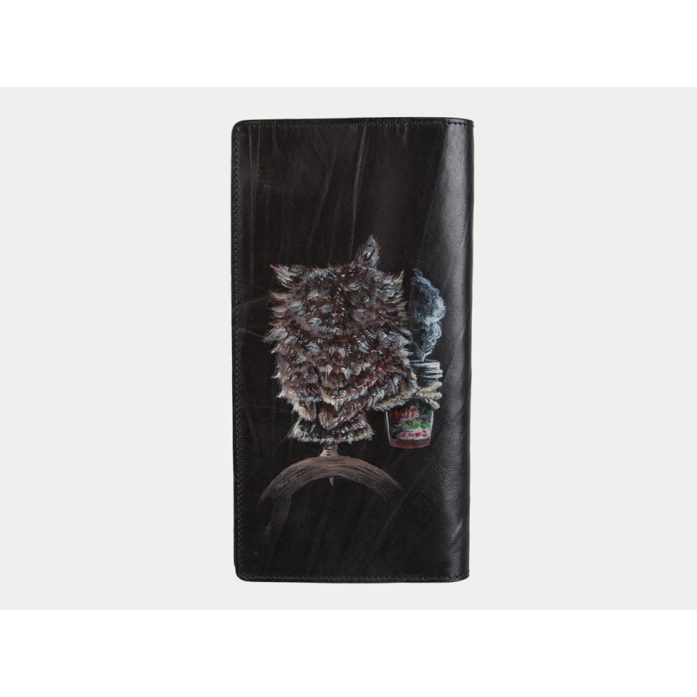 Кожаное портмоне "Утренняя сова" (черное)